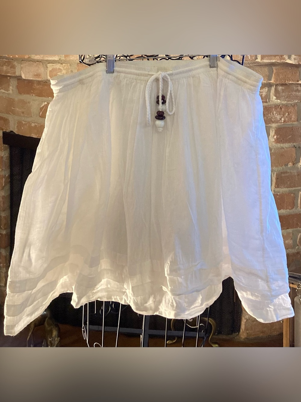 Old Navy White Cotton Circle Skirt with Bead Drawstring